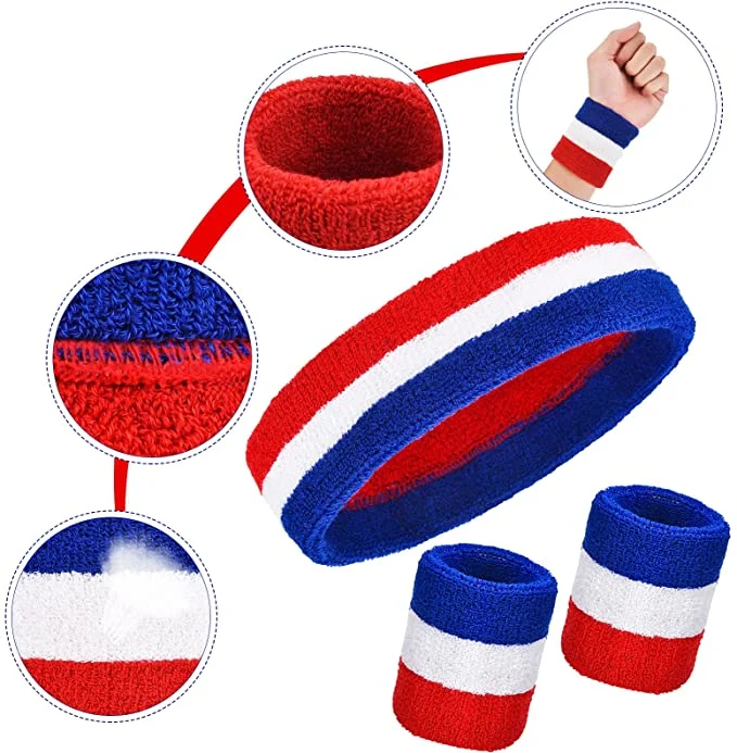 Cheap Gym Terry Cloth Moisture Wicking Athletic Basketball Sweatband Cotton Sports Headbands